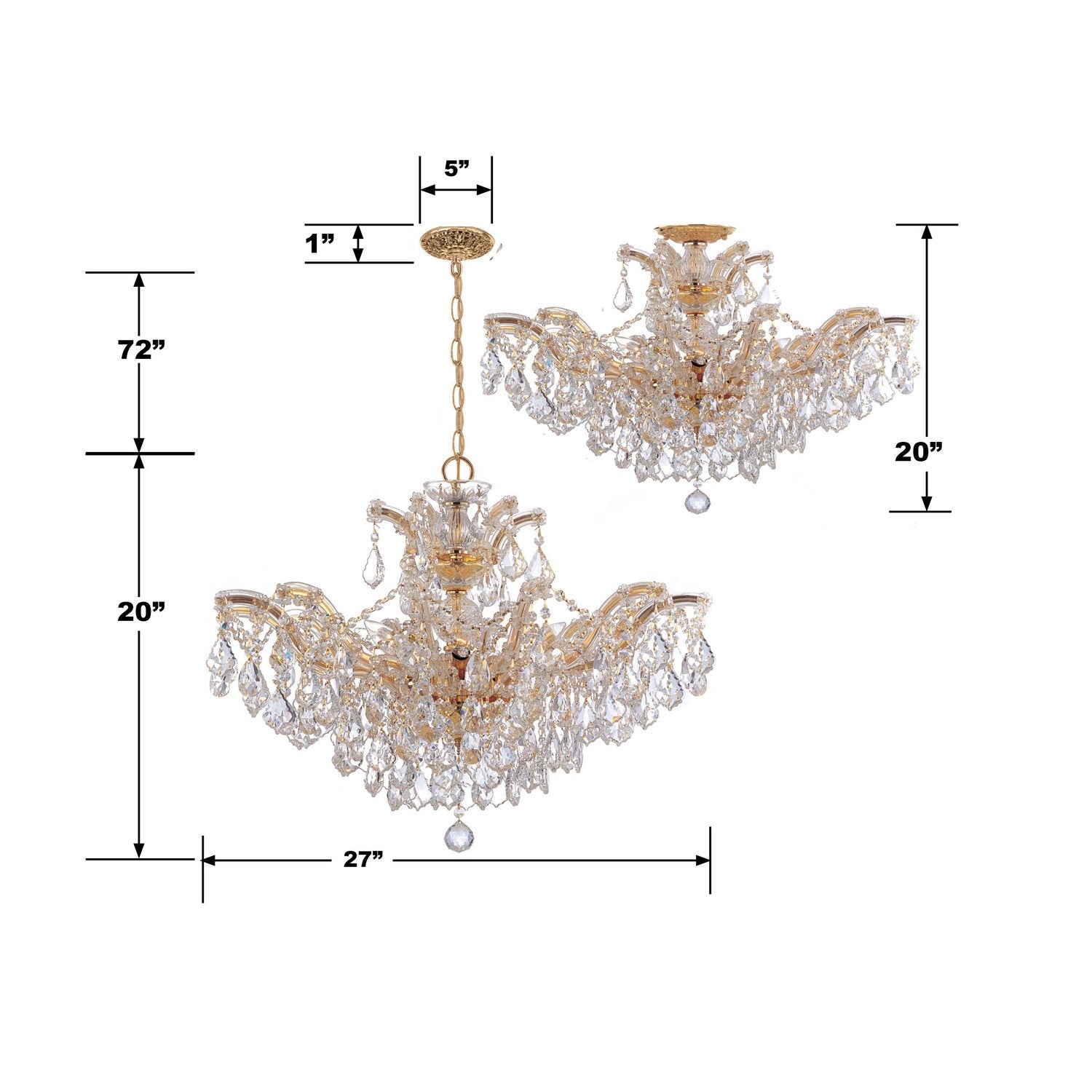 Crystorama - 4439-GD-CL-MWP - Six Light Chandelier - Maria Theresa - Gold