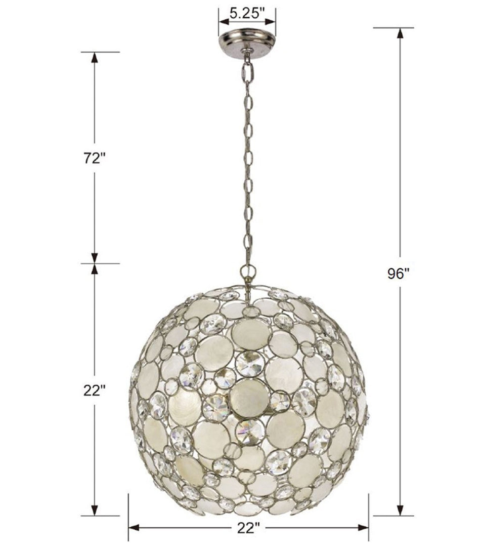 Crystorama - 529-SA - Six Light Chandelier - Palla - Antique Silver