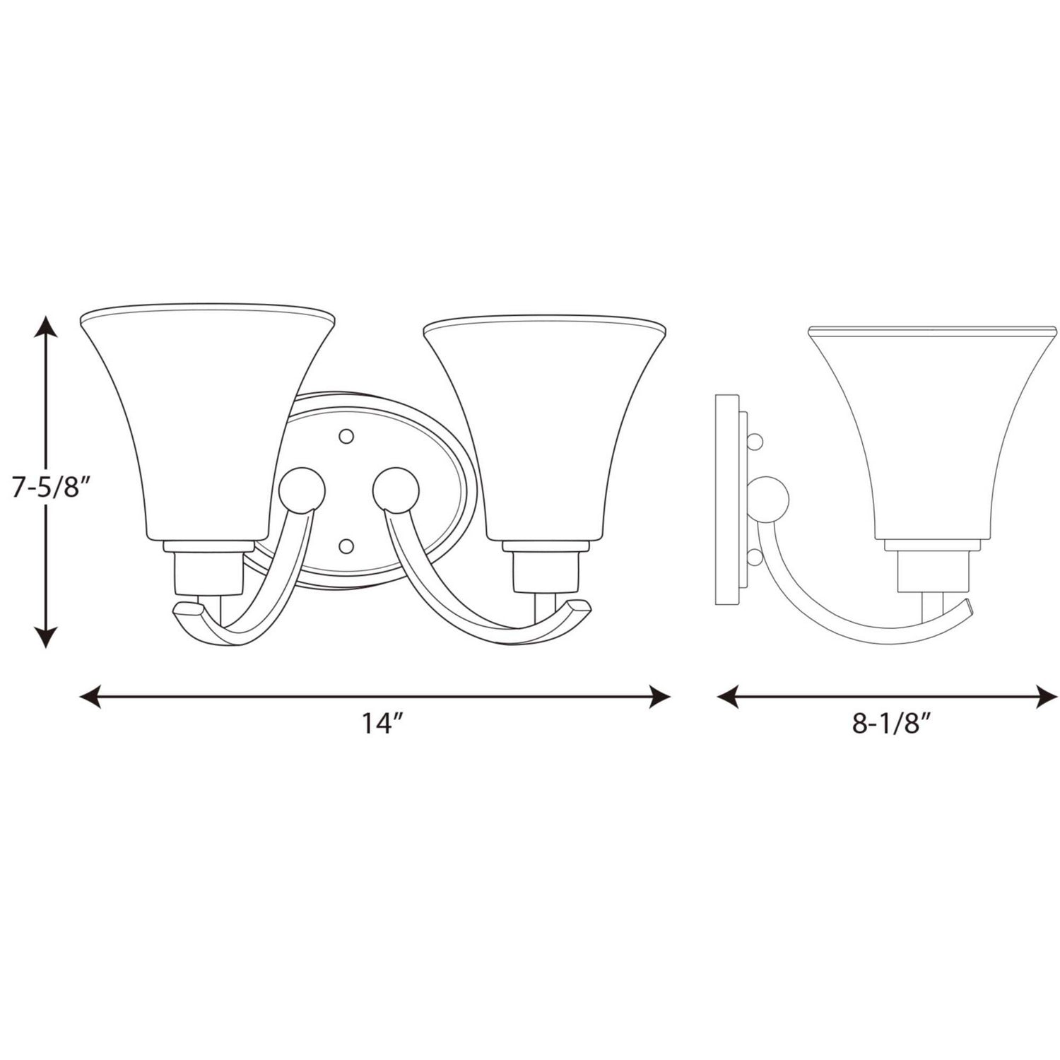 Progress Lighting - P2001-09 - Two Light Bath Bracket - Joy - Brushed Nickel