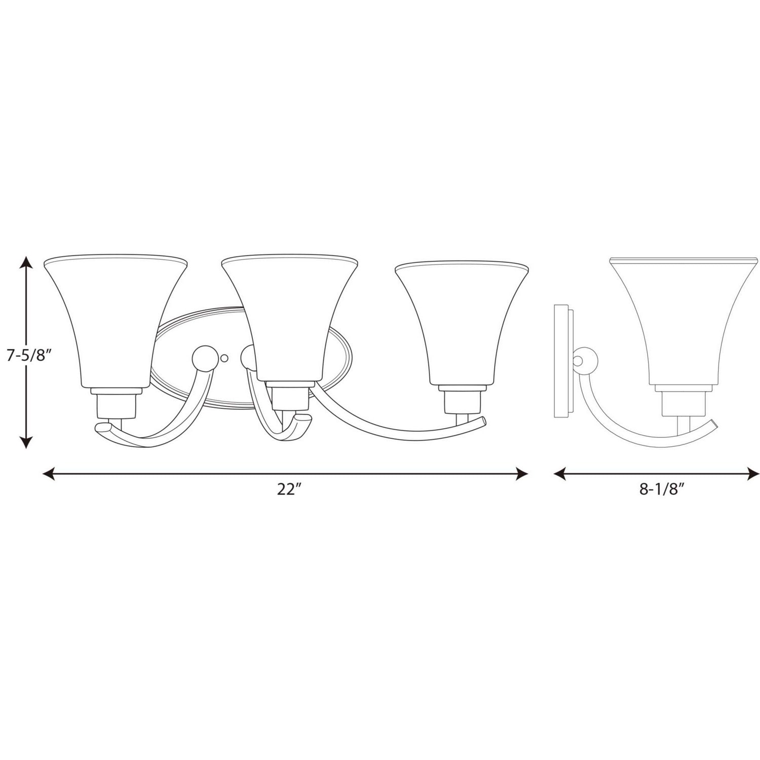 Progress Lighting - P2002-09 - Three Light Bath Bracket - Joy - Brushed Nickel