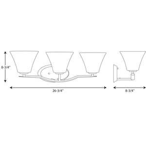 Progress Lighting - P2006-09 - Three Light Bath Bracket - Bravo - Brushed Nickel