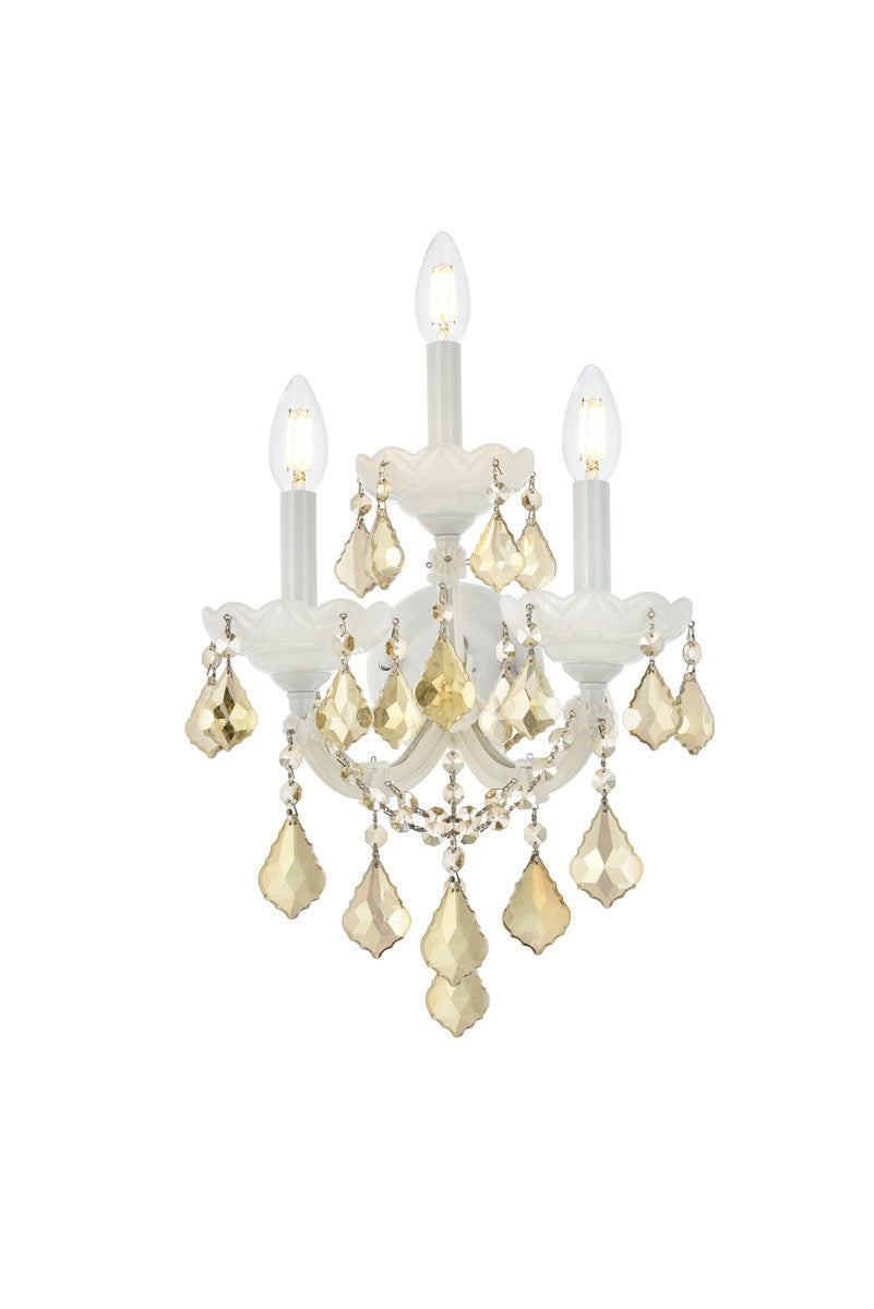 Elegant Lighting - 2800W3WH-GT/RC - Three Light Wall Sconce - Maria Theresa - White