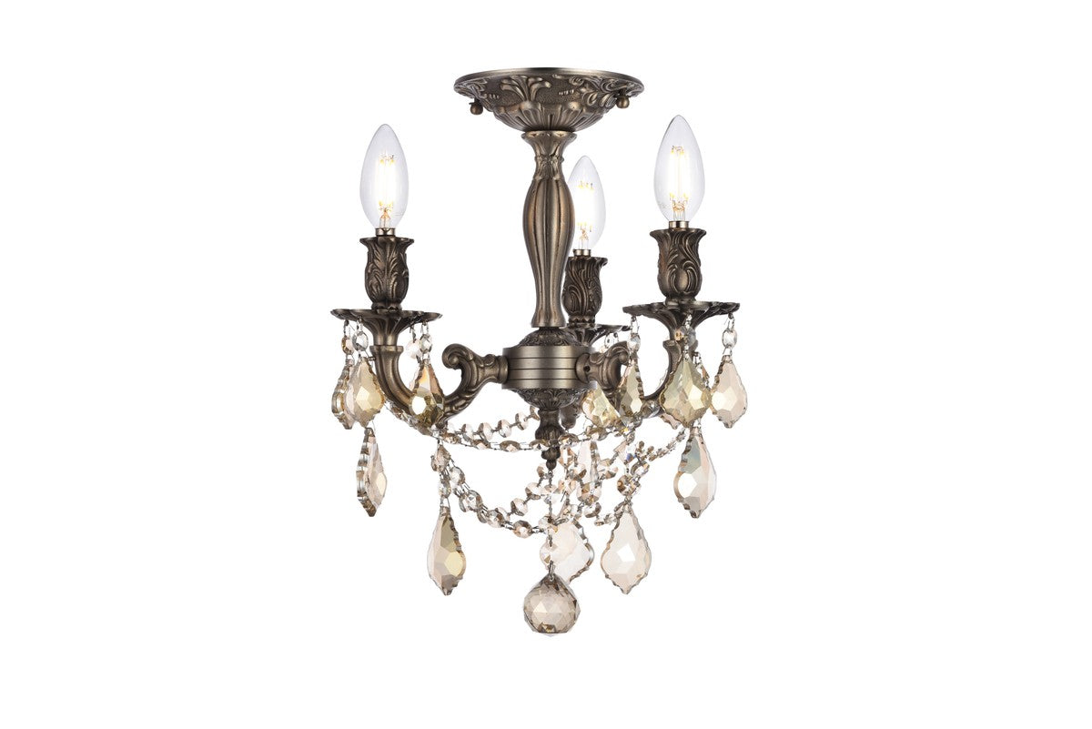 Elegant Lighting - 9203F13PW-GT/RC - Three Light Flush Mount - Rosalia - Pewter