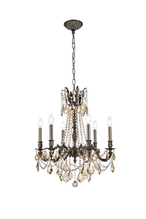 Elegant Lighting - 9206D23PW-GT/RC - Six Light Chandelier - Rosalia - Pewter