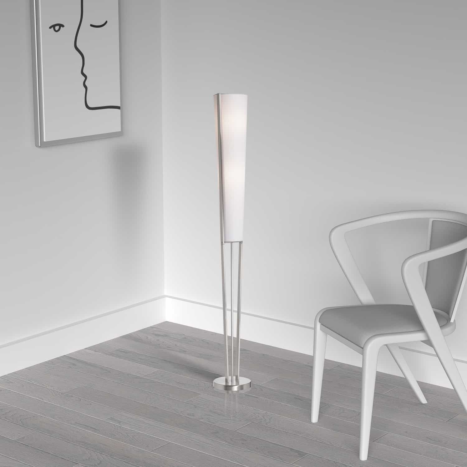 Dainolite Ltd - 83323F-SC - Two Light Floor Lamp - Emotions - Satin Chrome