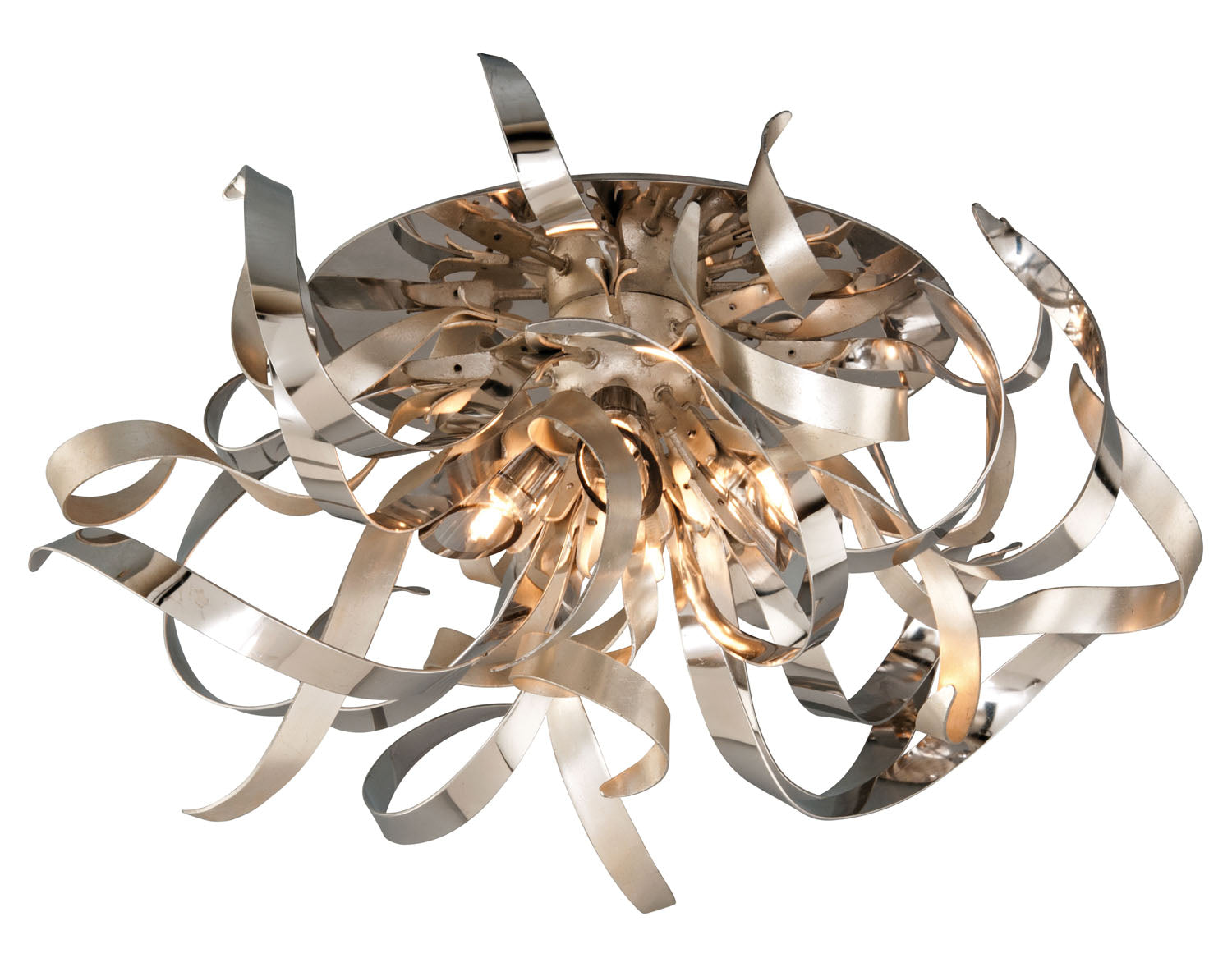 Corbett Lighting - 154-34-SL/SS - Four Light Semi Flush Mount - Graffiti - Silver Leaf