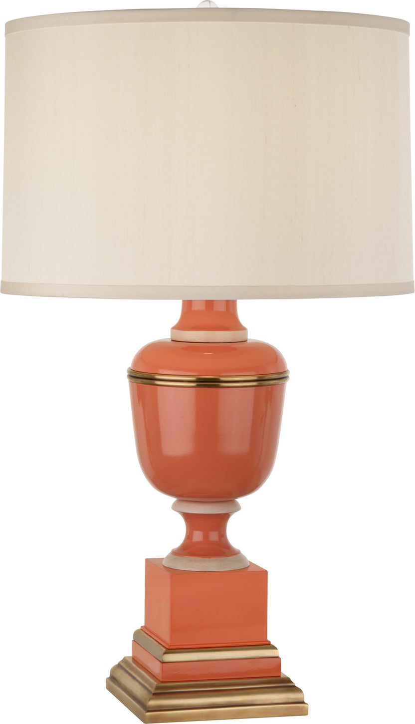 Robert Abbey - 2600X - One Light Table Lamp - Annika - Tangerine Lacquered Paint w/Natural Brass, Ivory Crackle