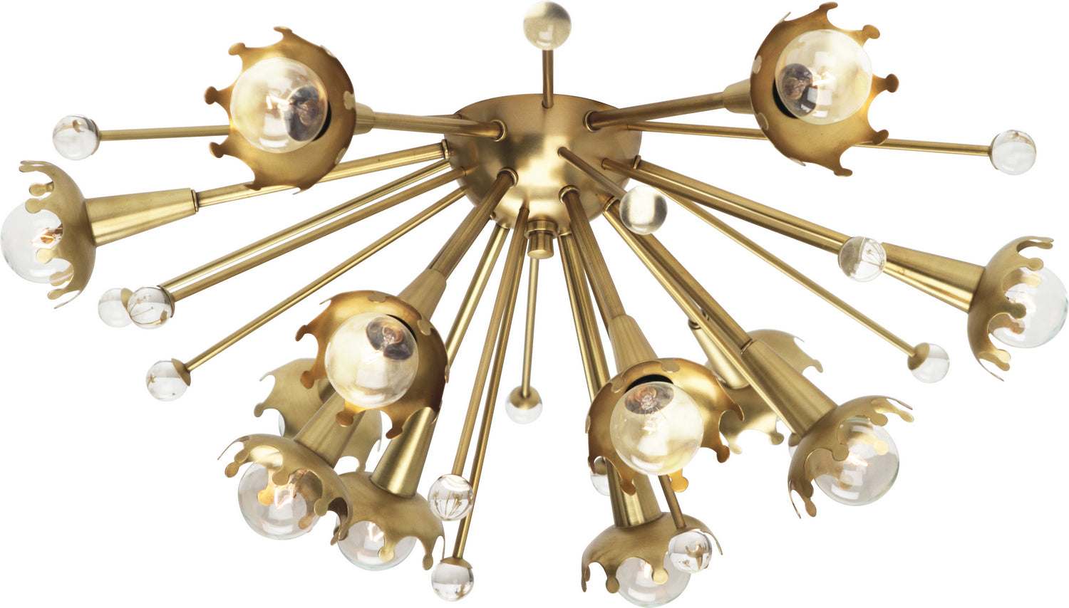 Robert Abbey - 711 - 12 Light Wall Sconce - Jonathan Adler Sputnik - Antique Brass w/Crystal