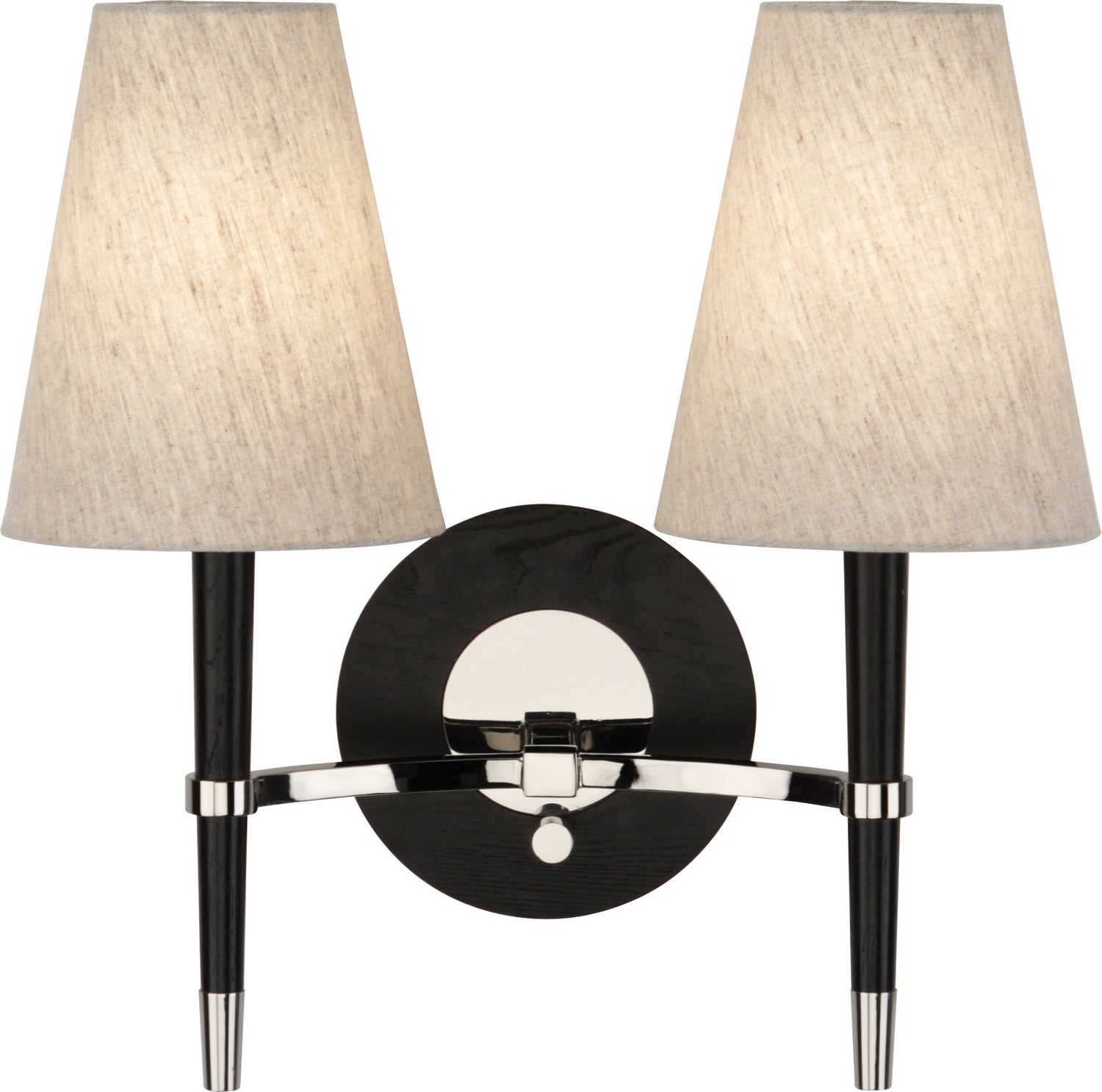 Robert Abbey - PN771 - Two Light Wall Sconce - Jonathan Adler Ventana - Ebony Wood w/Polished Nickel