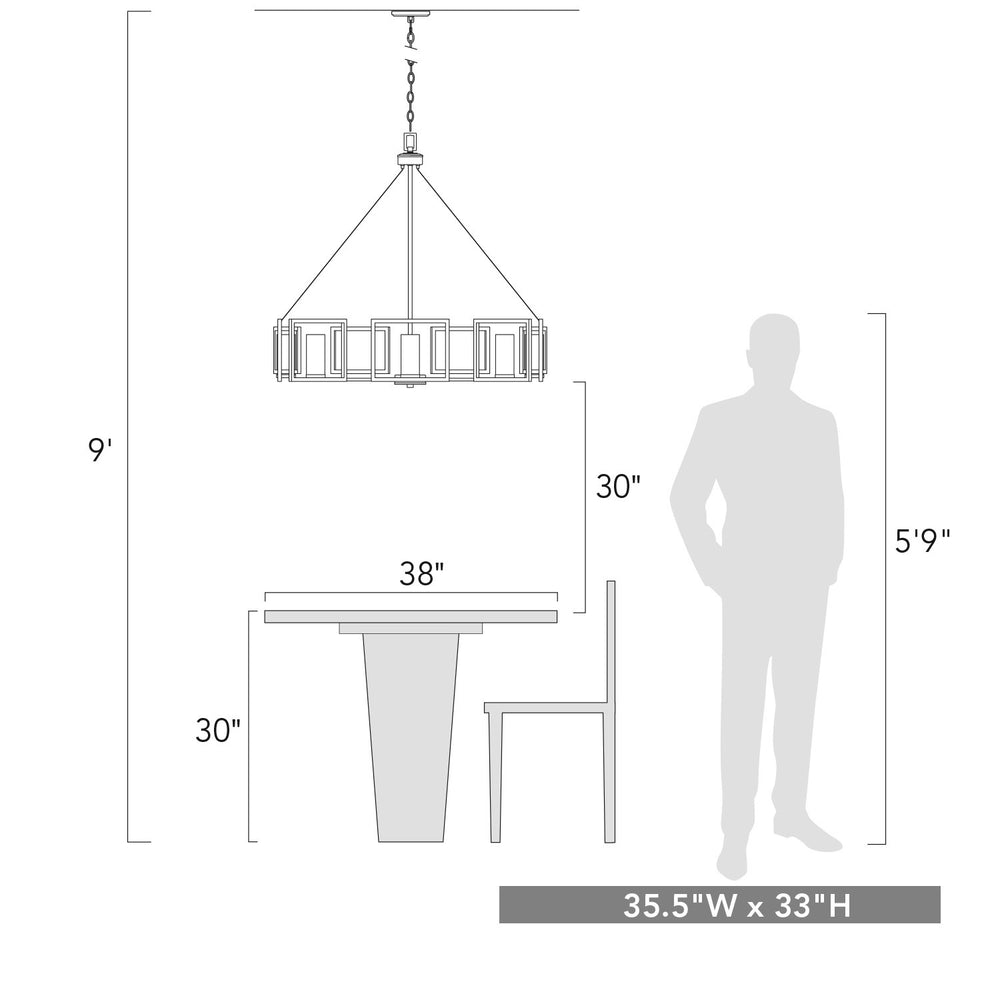 Golden - 6068-8 GMT - Eight Light Chandelier - Marco - Gunmetal Bronze