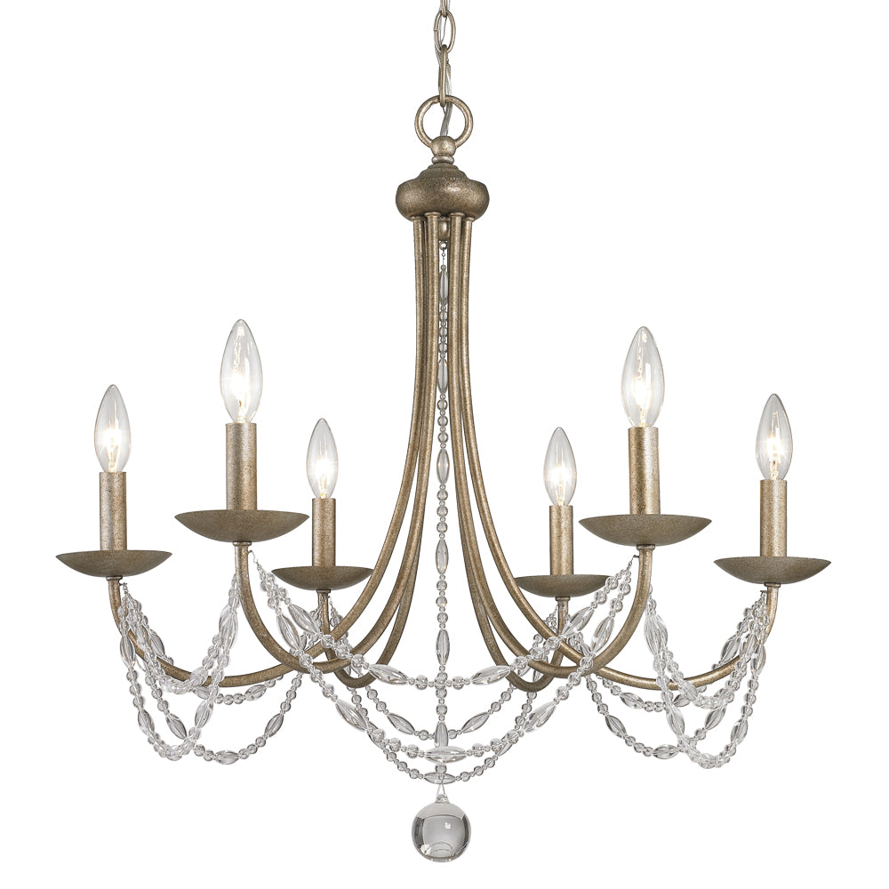 Golden - 7644-6 GA - Six Light Chandelier - Mirabella - Golden Aura