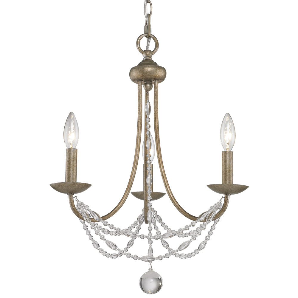 Golden - 7644-M3 GA - Three Light Mini Chandelier - Mirabella - Golden Aura