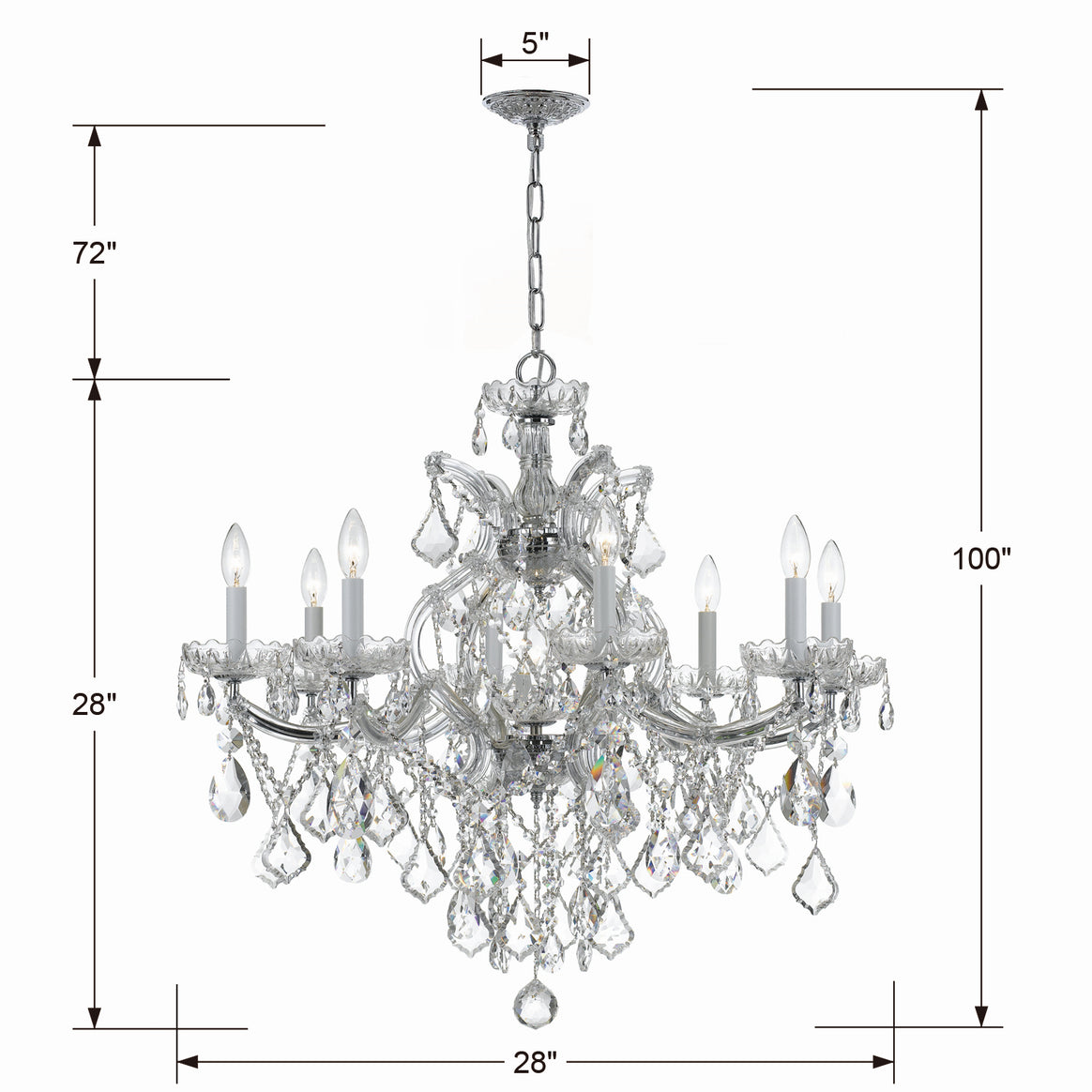 Crystorama - 4409-CH-CL-SAQ - Nine Light Chandelier - Maria Theresa - Polished Chrome