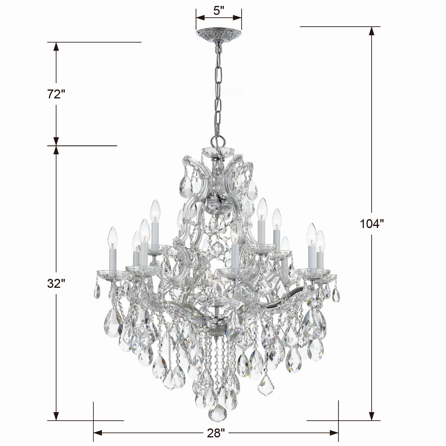 Crystorama - 4413-CH-CL-S - 13 Light Chandelier - Maria Theresa - Polished Chrome