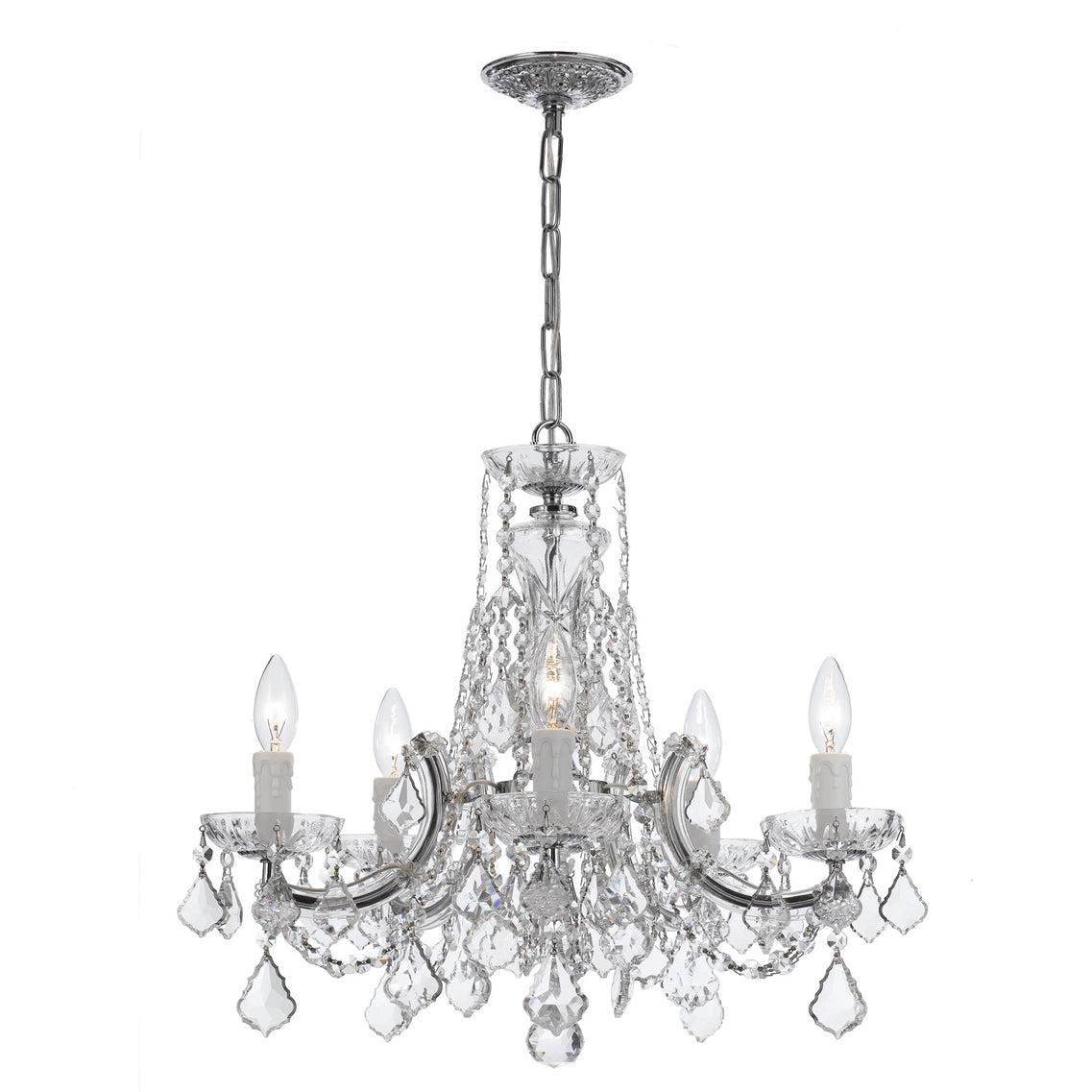 Crystorama - 4476-CH-CL-MWP - Five Light Mini Chandelier - Maria Theresa - Polished Chrome