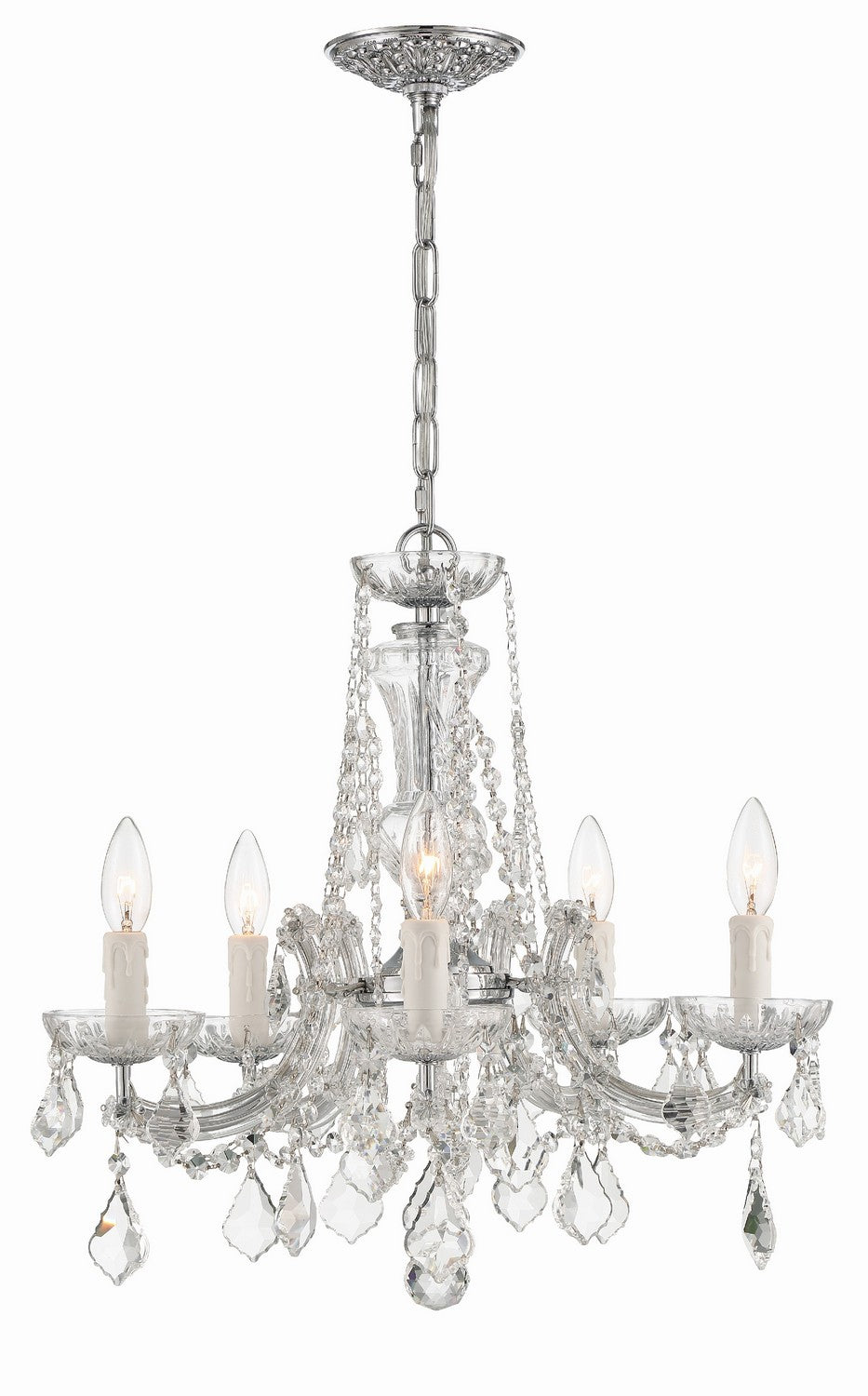 Crystorama - 4476-CH-CL-MWP - Five Light Mini Chandelier - Maria Theresa - Polished Chrome