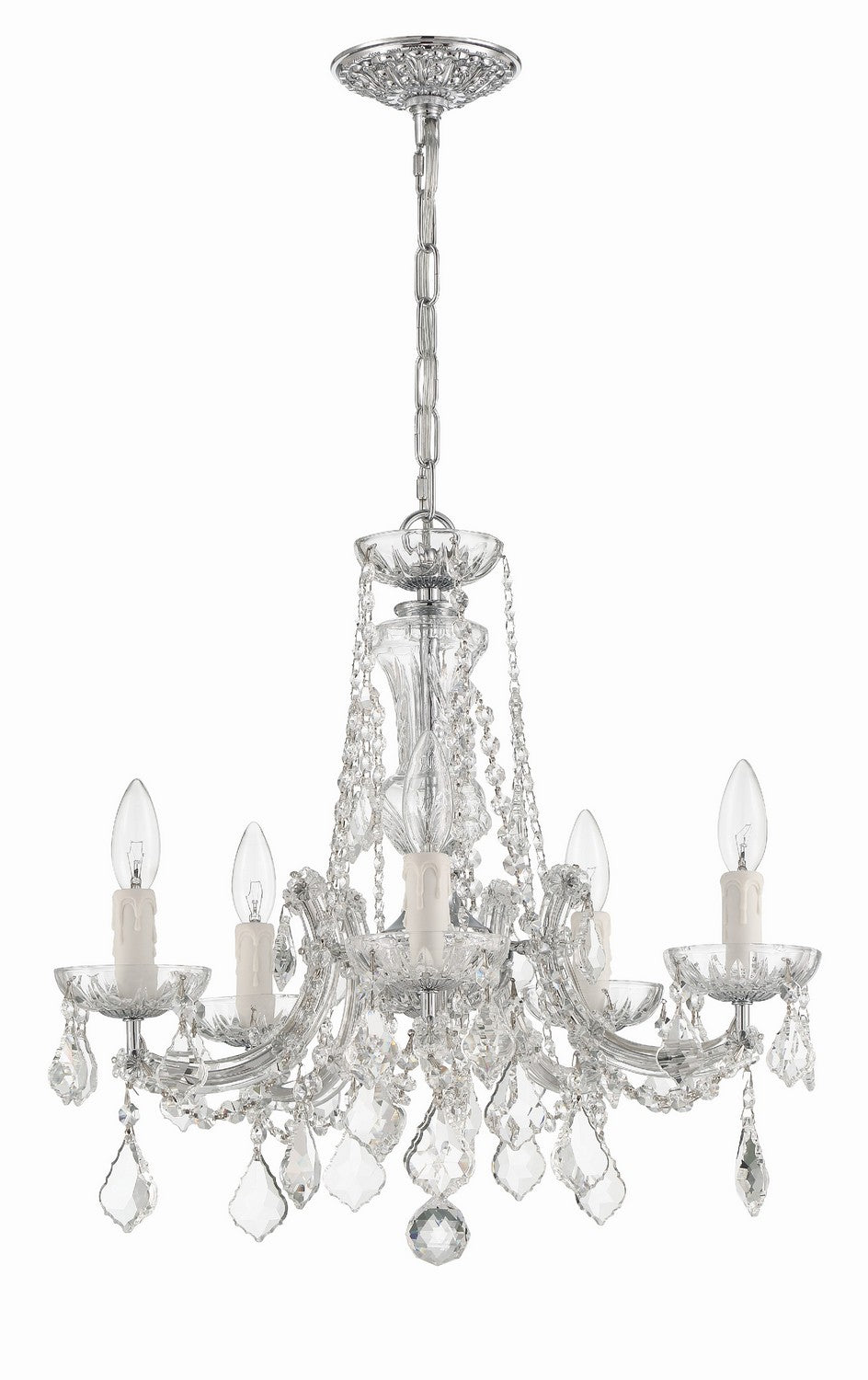 Crystorama - 4476-CH-CL-MWP - Five Light Mini Chandelier - Maria Theresa - Polished Chrome