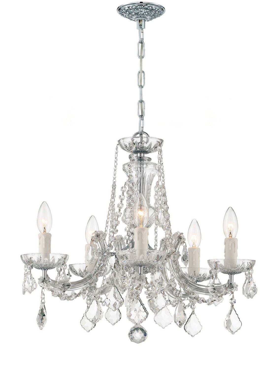 Crystorama - 4476-CH-CL-MWP - Five Light Mini Chandelier - Maria Theresa - Polished Chrome