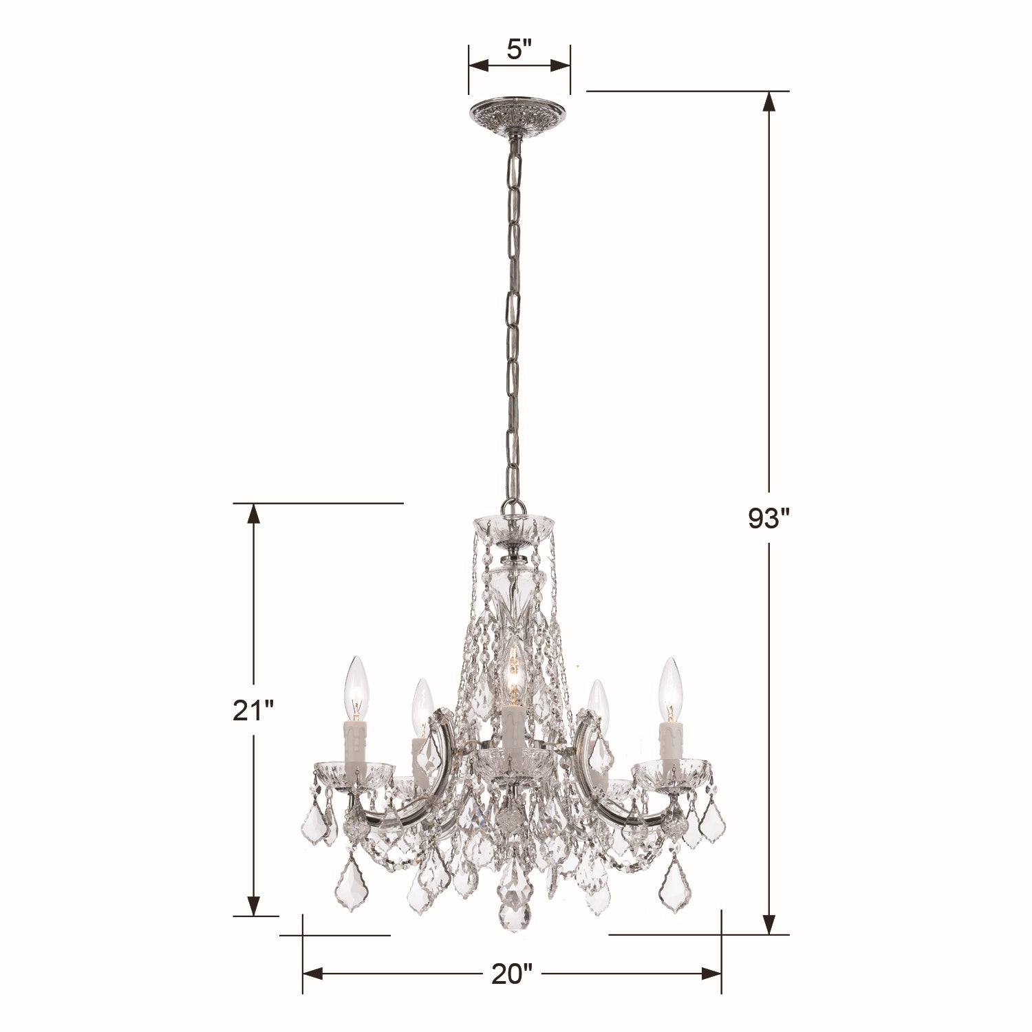 Crystorama - 4476-CH-CL-S - Five Light Mini Chandelier - Maria Theresa - Polished Chrome