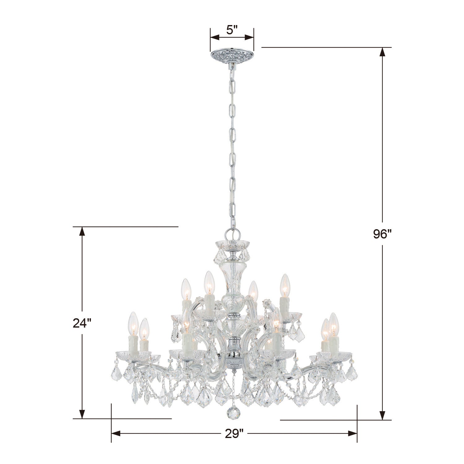 Crystorama - 4479-CH-CL-S - 12 Light Chandelier - Maria Theresa - Polished Chrome