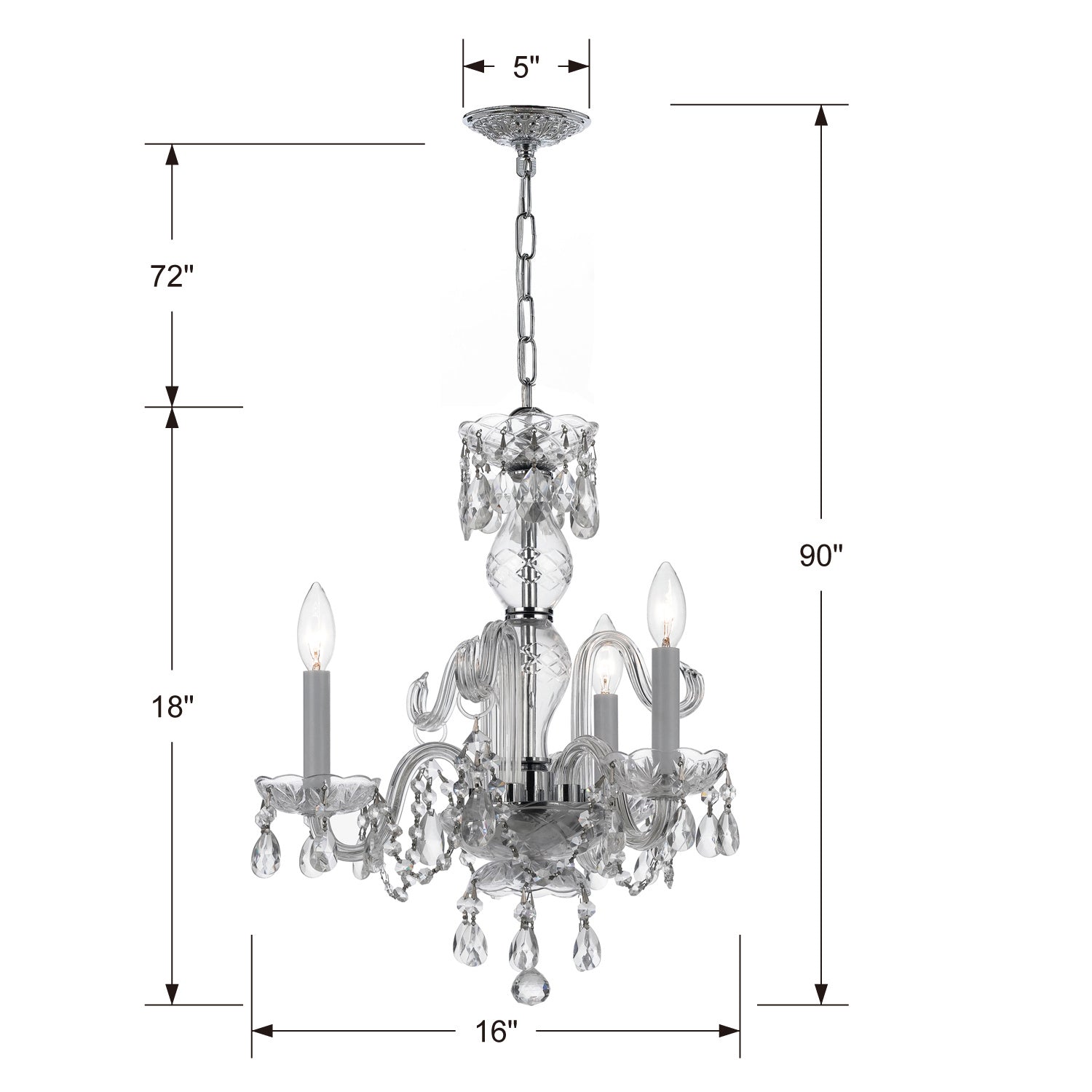 Crystorama - 5044-CH-CL-S - Three Light Mini Chandelier - Traditional Crystal - Polished Chrome