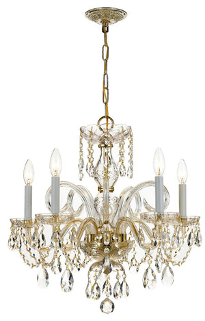 Crystorama - 1005-PB-CL-MWP - Five Light Chandelier - Traditional Crystal - Polished Brass