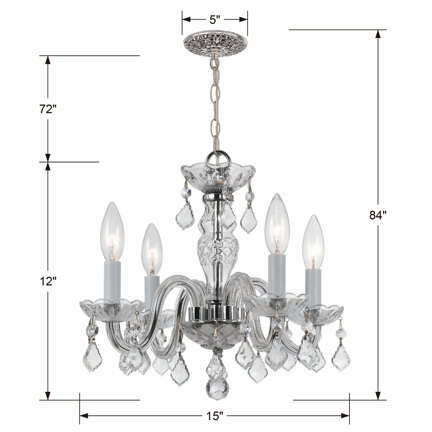 Crystorama - 1064-CH-CL-S - Four Light Mini Chandelier - Traditional Crystal - Polished Chrome