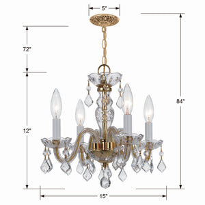 Crystorama - 1064-PB-CL-MWP - Four Light Mini Chandelier - Traditional Crystal - Polished Brass