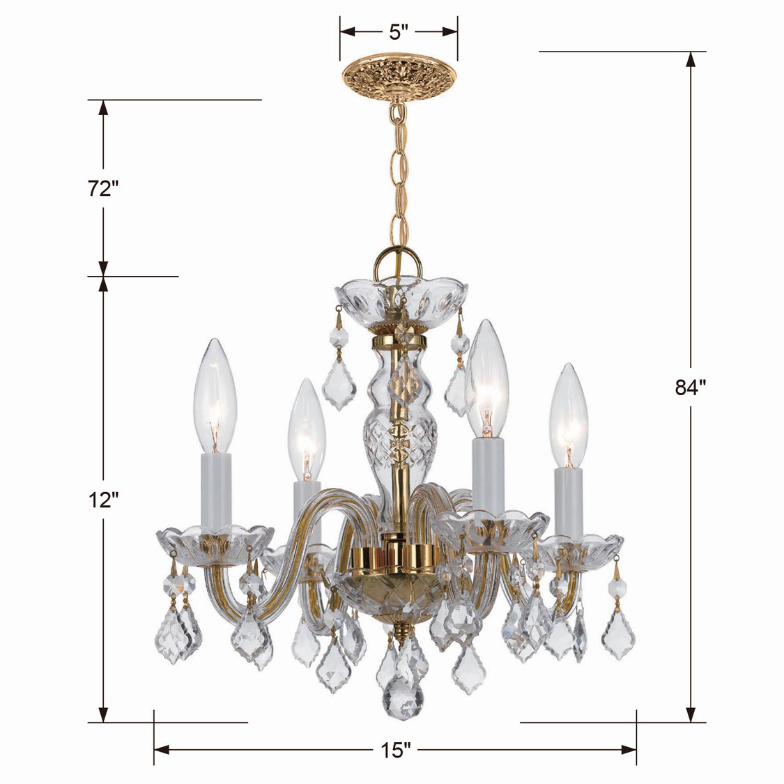 Crystorama - 1064-PB-CL-S - Four Light Mini Chandelier - Traditional Crystal - Polished Brass