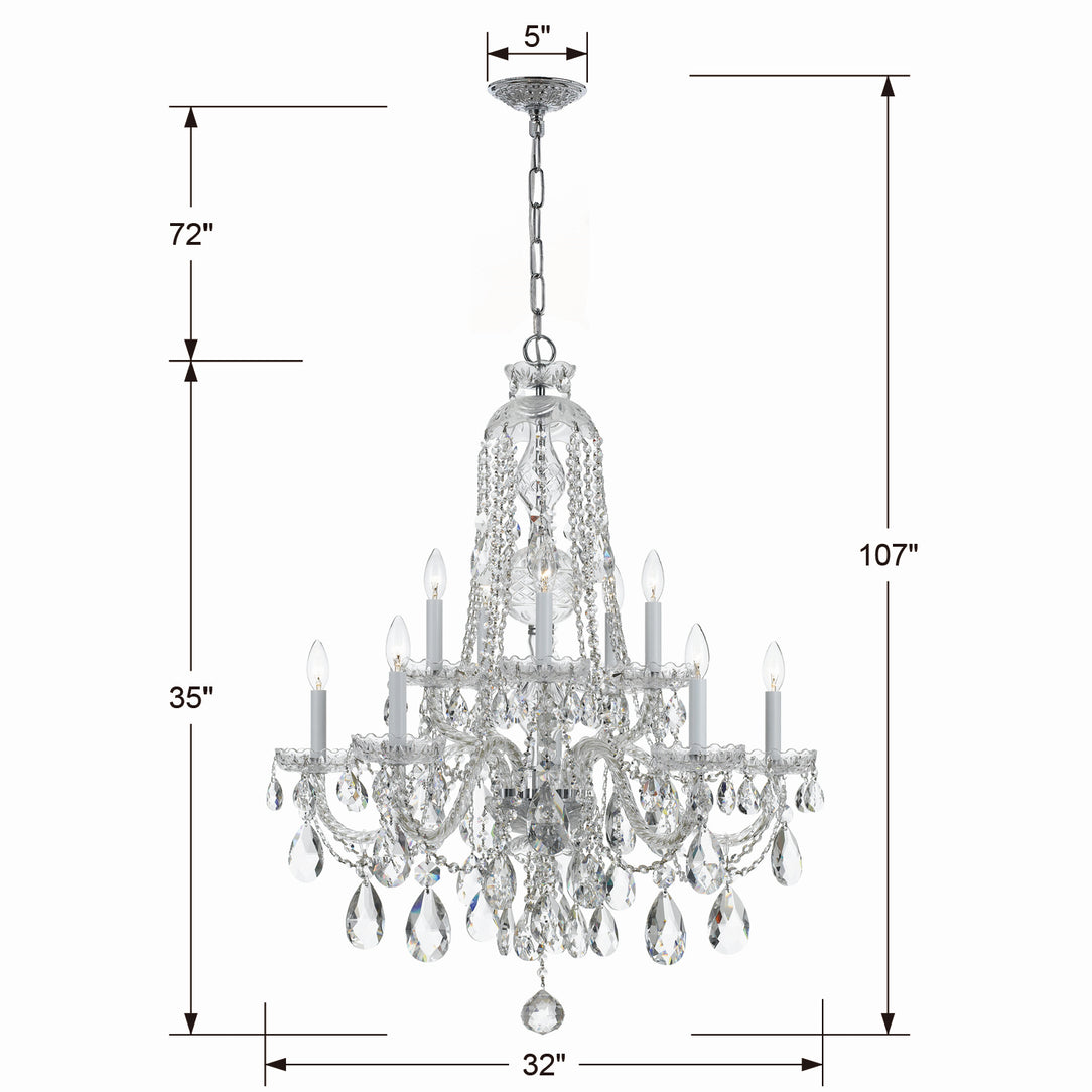 Crystorama - 1110-CH-CL-MWP - Ten Light Chandelier - Traditional Crystal - Polished Chrome