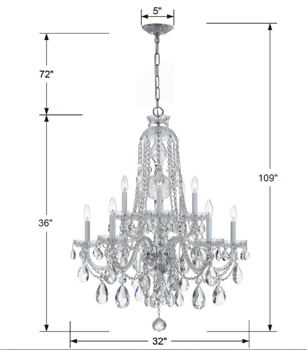 Crystorama - 1110-CH-CL-SAQ - Ten Light Chandelier - Traditional Crystal - Polished Chrome