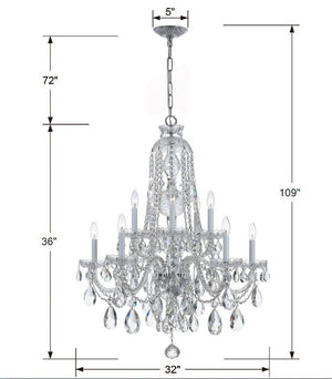 Crystorama - 1110-CH-CL-SAQ - Ten Light Chandelier - Traditional Crystal - Polished Chrome