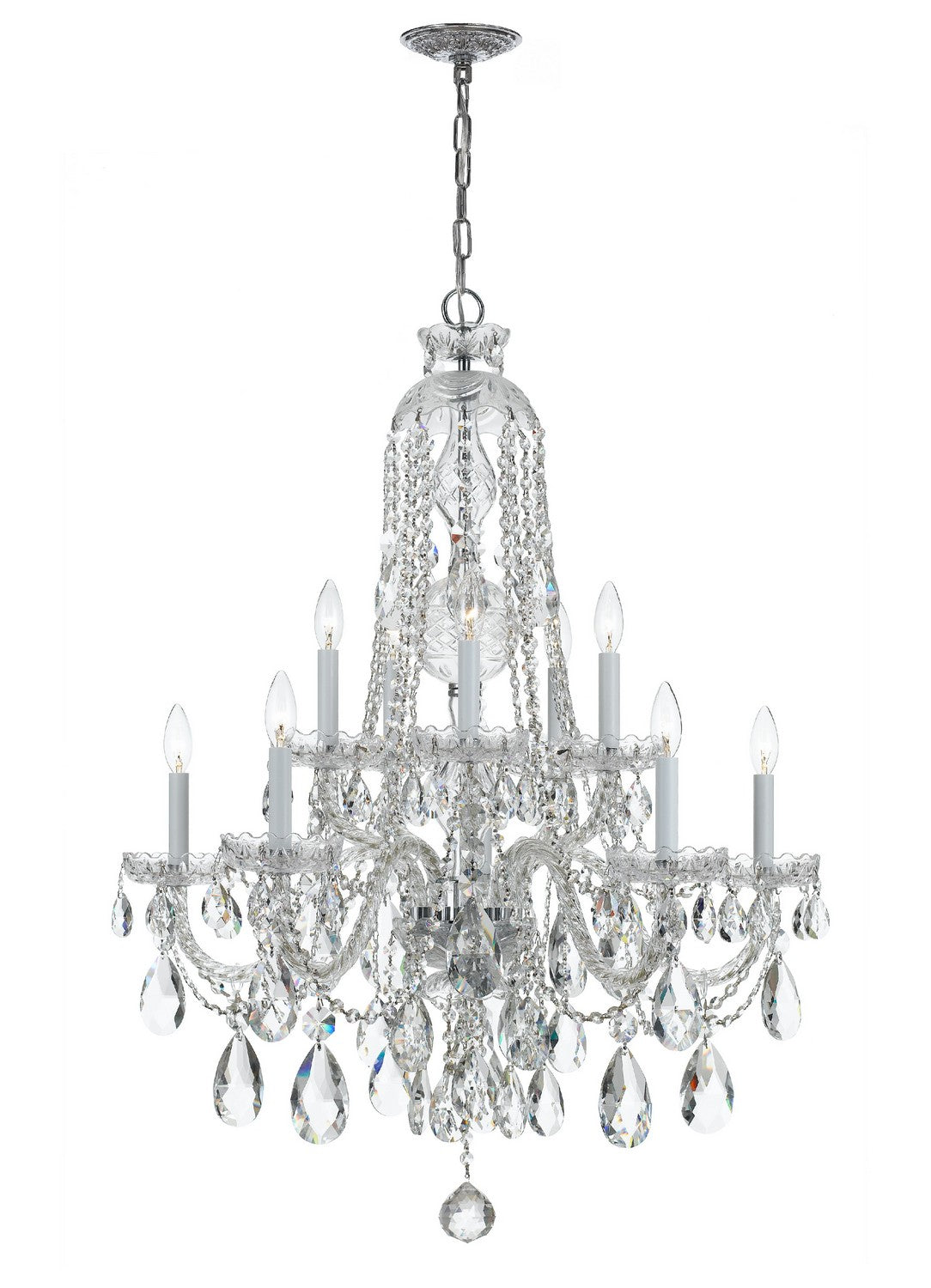 Crystorama - 1110-CH-CL-SAQ - Ten Light Chandelier - Traditional Crystal - Polished Chrome