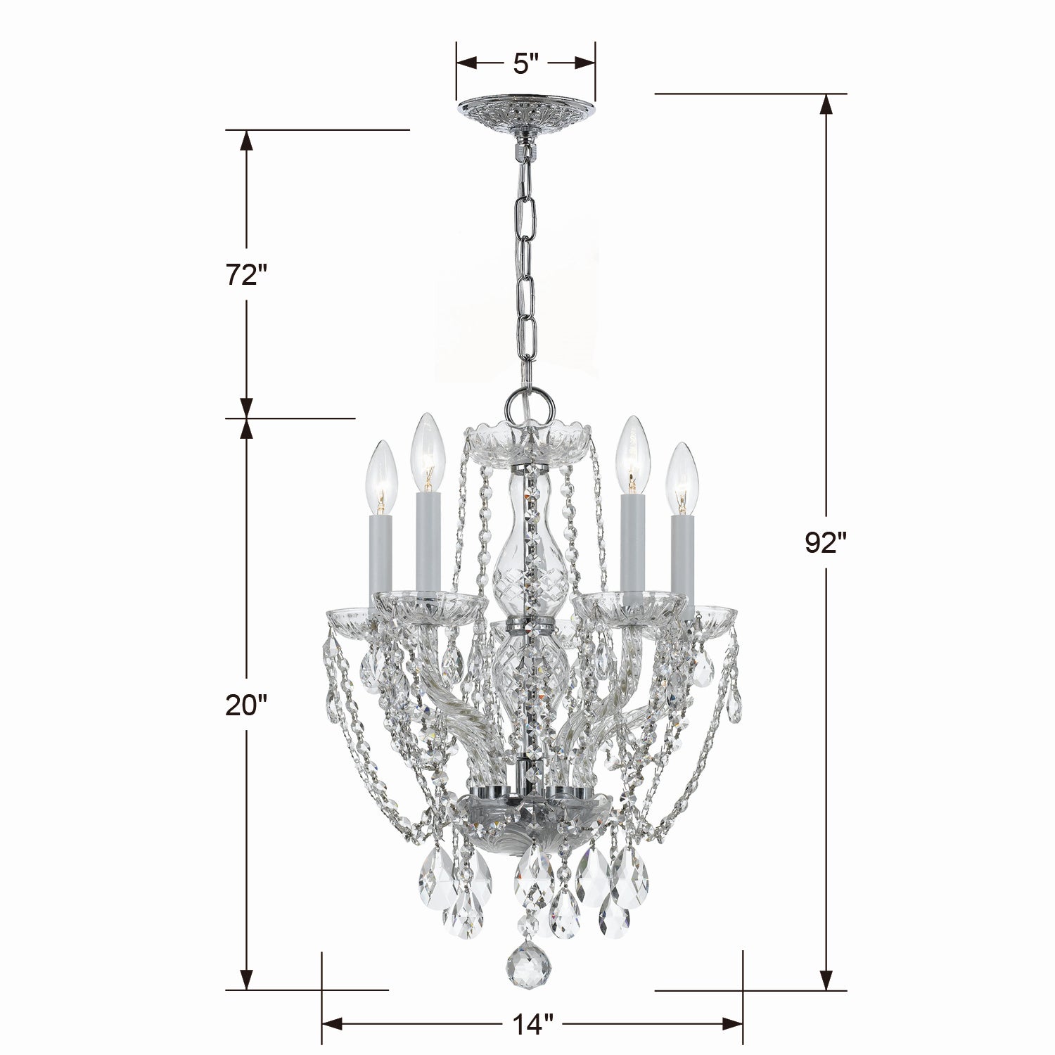 Crystorama - 1129-CH-CL-MWP - Five Light Mini Chandelier - Traditional Crystal - Polished Chrome