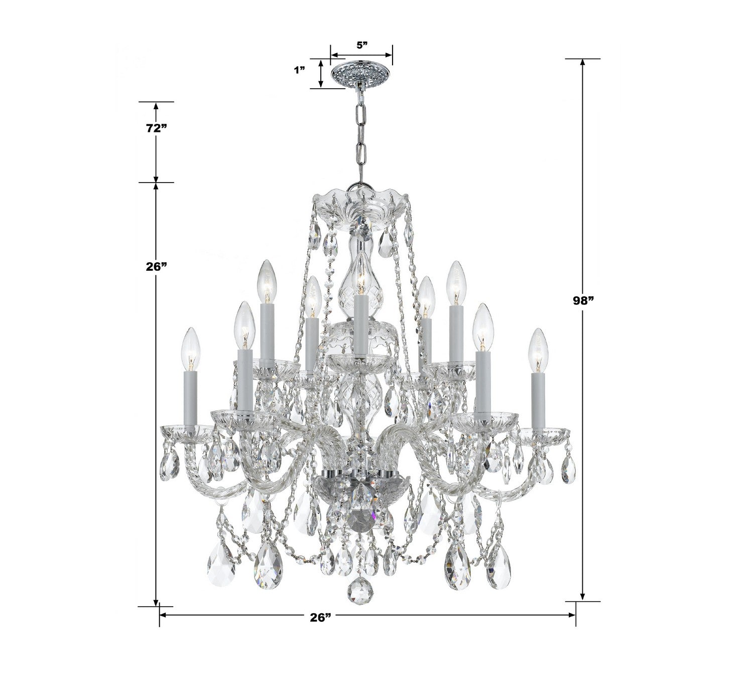 Crystorama - 1130-CH-CL-S - Ten Light Chandelier - Traditional Crystal - Polished Chrome