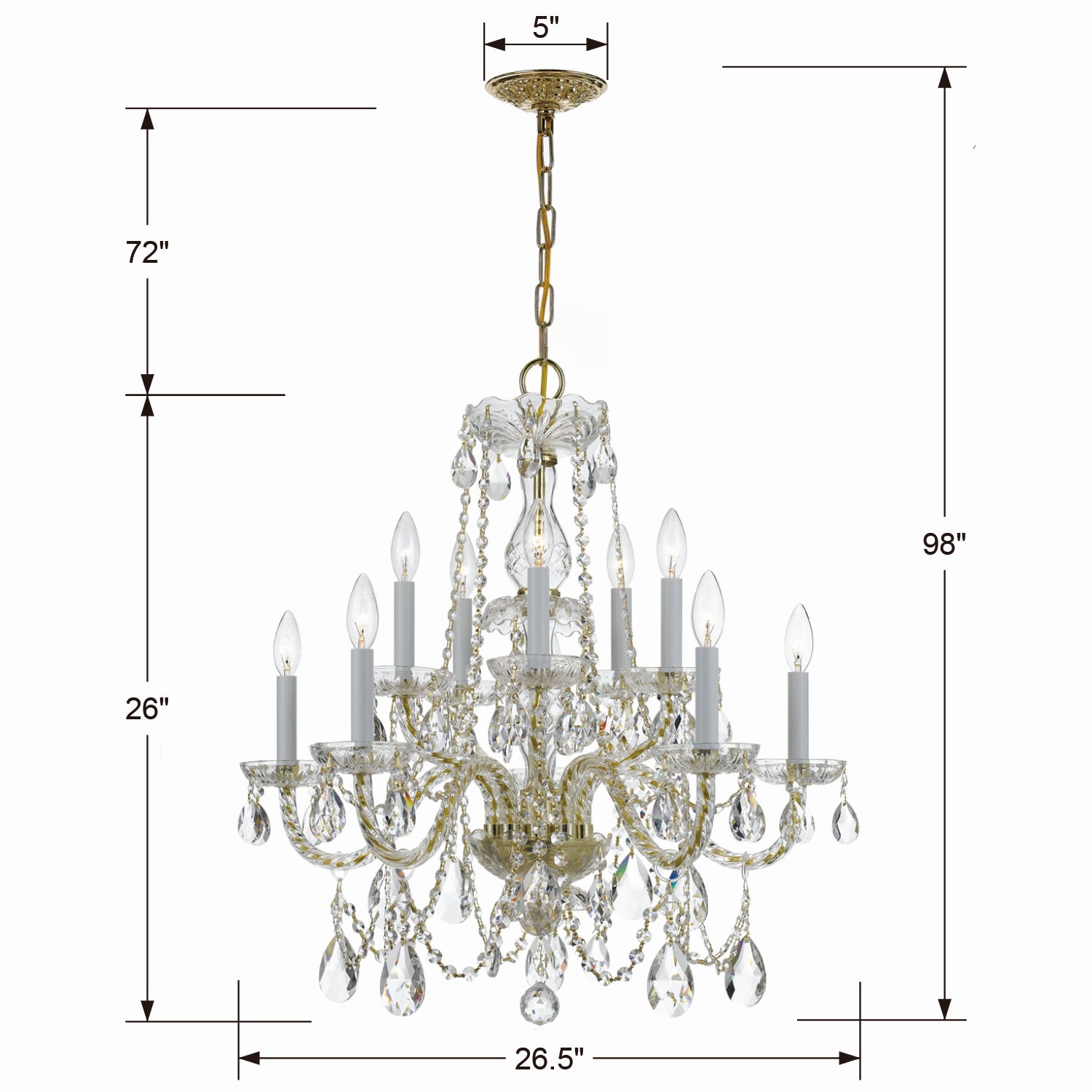 Crystorama - 1130-PB-CL-MWP - Ten Light Chandelier - Traditional Crystal - Polished Brass