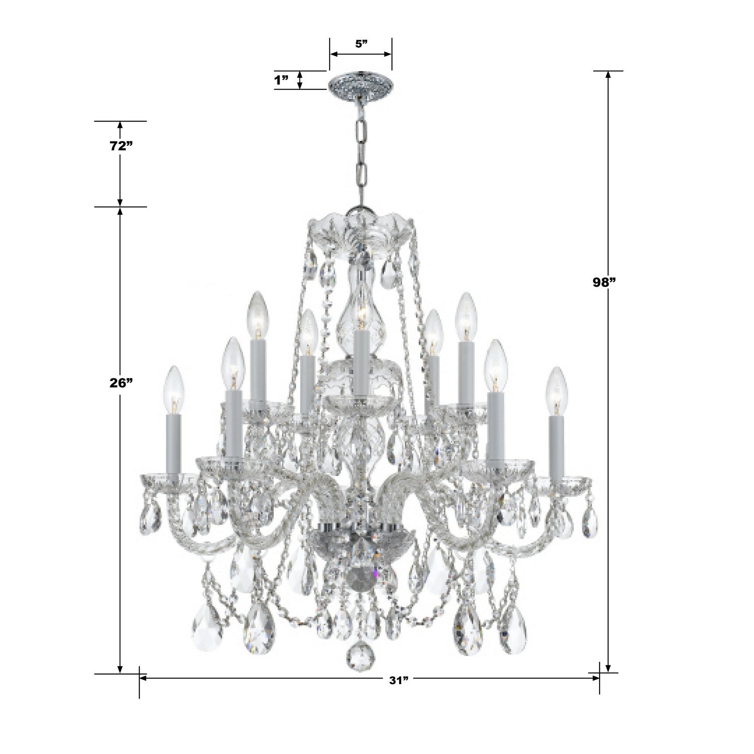 Crystorama - 1135-CH-CL-SAQ - 12 Light Chandelier - Traditional Crystal - Polished Chrome