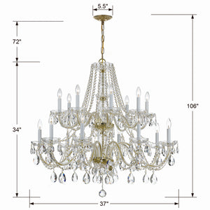 Crystorama - 1139-PB-CL-S - 16 Light Chandelier - Traditional Crystal - Polished Brass