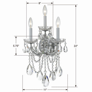 Crystorama - 4423-CH-CL-S - Three Light Wall Sconce - Maria Theresa - Polished Chrome