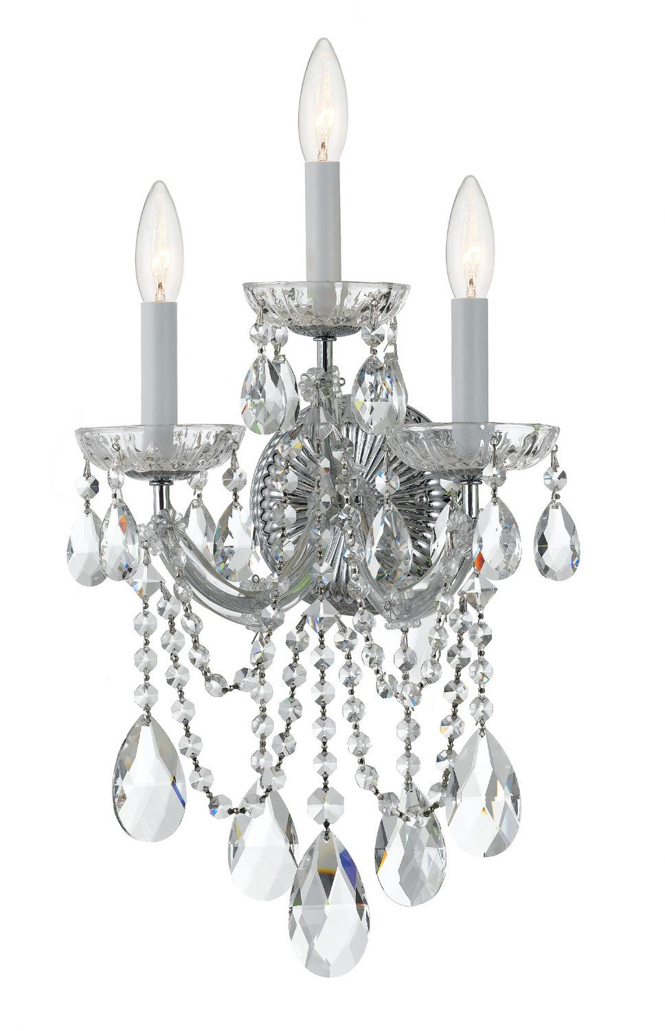 Crystorama - 4423-CH-CL-SAQ - Three Light Wall Sconce - Maria Theresa - Polished Chrome