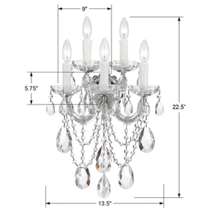 Crystorama - 4425-CH-CL-S - Five Light Wall Sconce - Maria Theresa - Polished Chrome