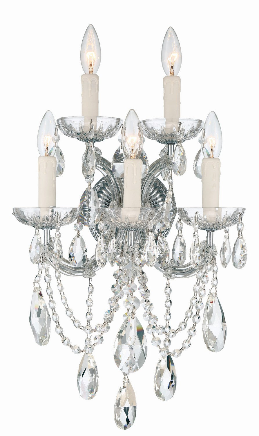 Crystorama - 4425-CH-CL-S - Five Light Wall Sconce - Maria Theresa - Polished Chrome