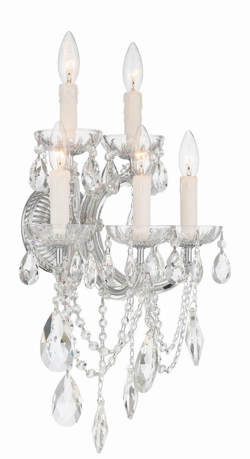 Crystorama - 4425-CH-CL-MWP - Five Light Wall Sconce - Maria Theresa - Polished Chrome