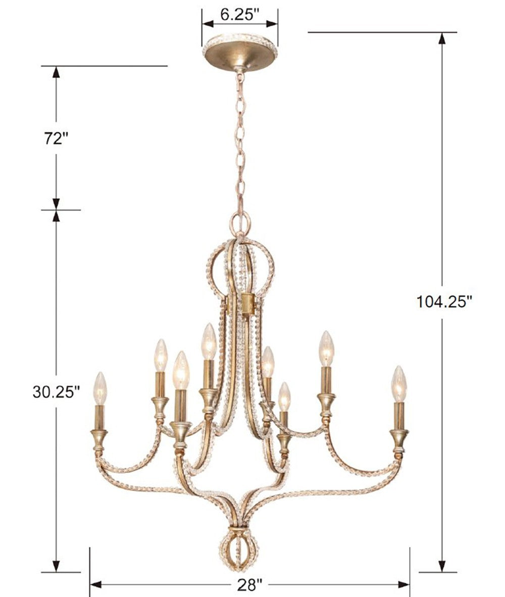 Crystorama - 6768-DT - Eight Light Chandelier - Garland - Distressed Twilight