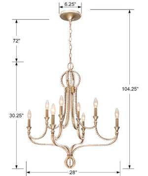 Crystorama - 6768-DT - Eight Light Chandelier - Garland - Distressed Twilight