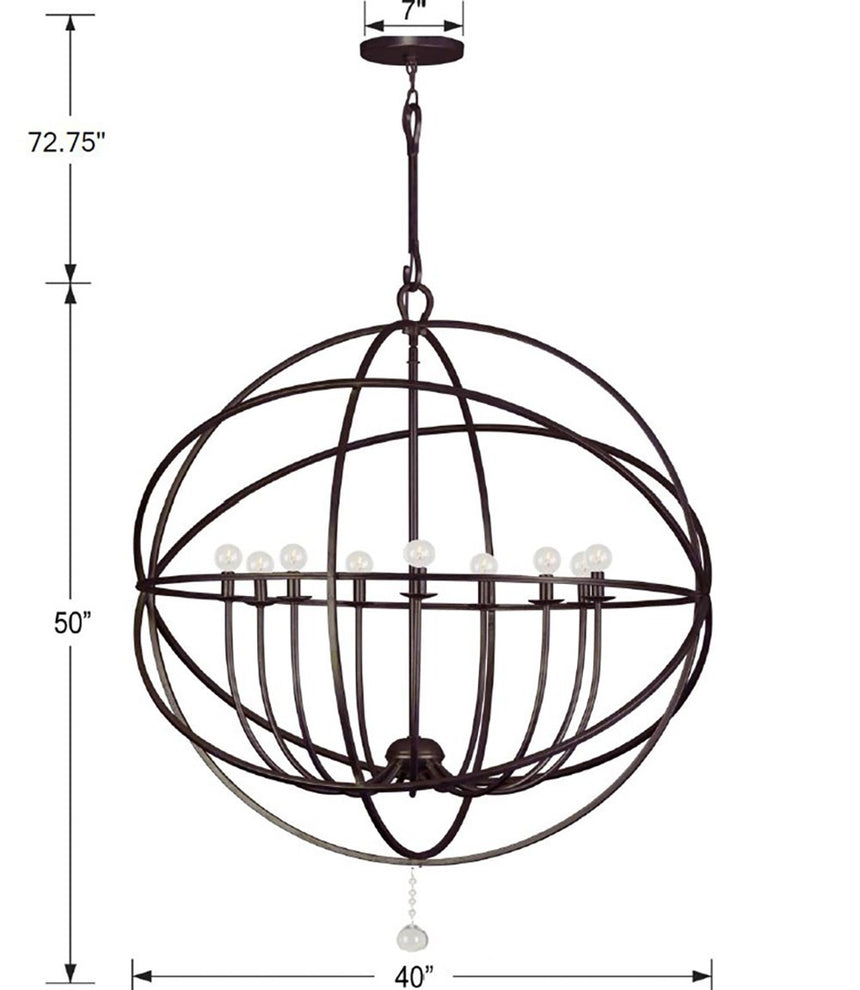 Crystorama - 9229-EB - Nine Light Chandelier - Solaris - English Bronze