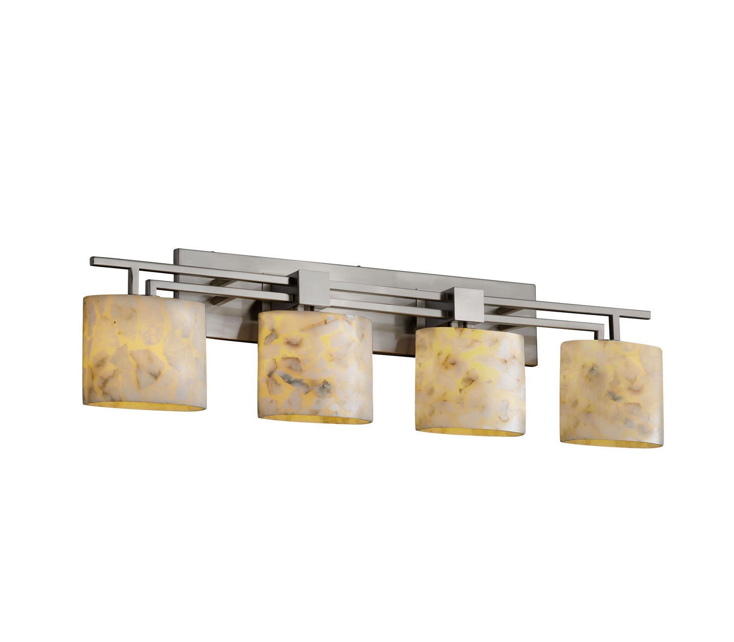 Justice Designs - ALR-8704-30-NCKL - Four Light Bath Bar - Alabaster Rocks - Brushed Nickel