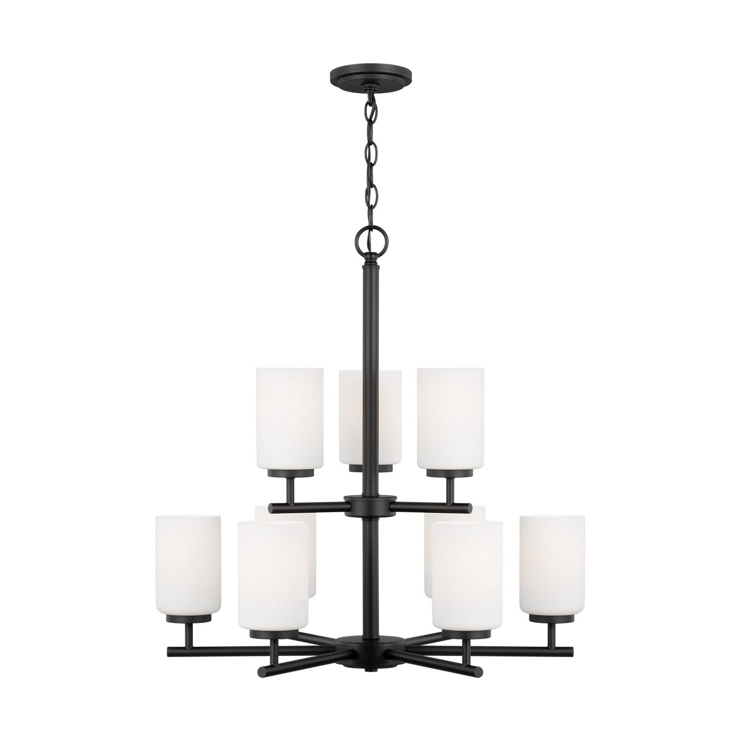 Generation Lighting. - 31162-112 - Nine Light Chandelier - Oslo - Midnight Black