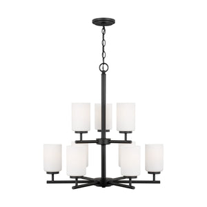 Generation Lighting. - 31162-112 - Nine Light Chandelier - Oslo - Midnight Black