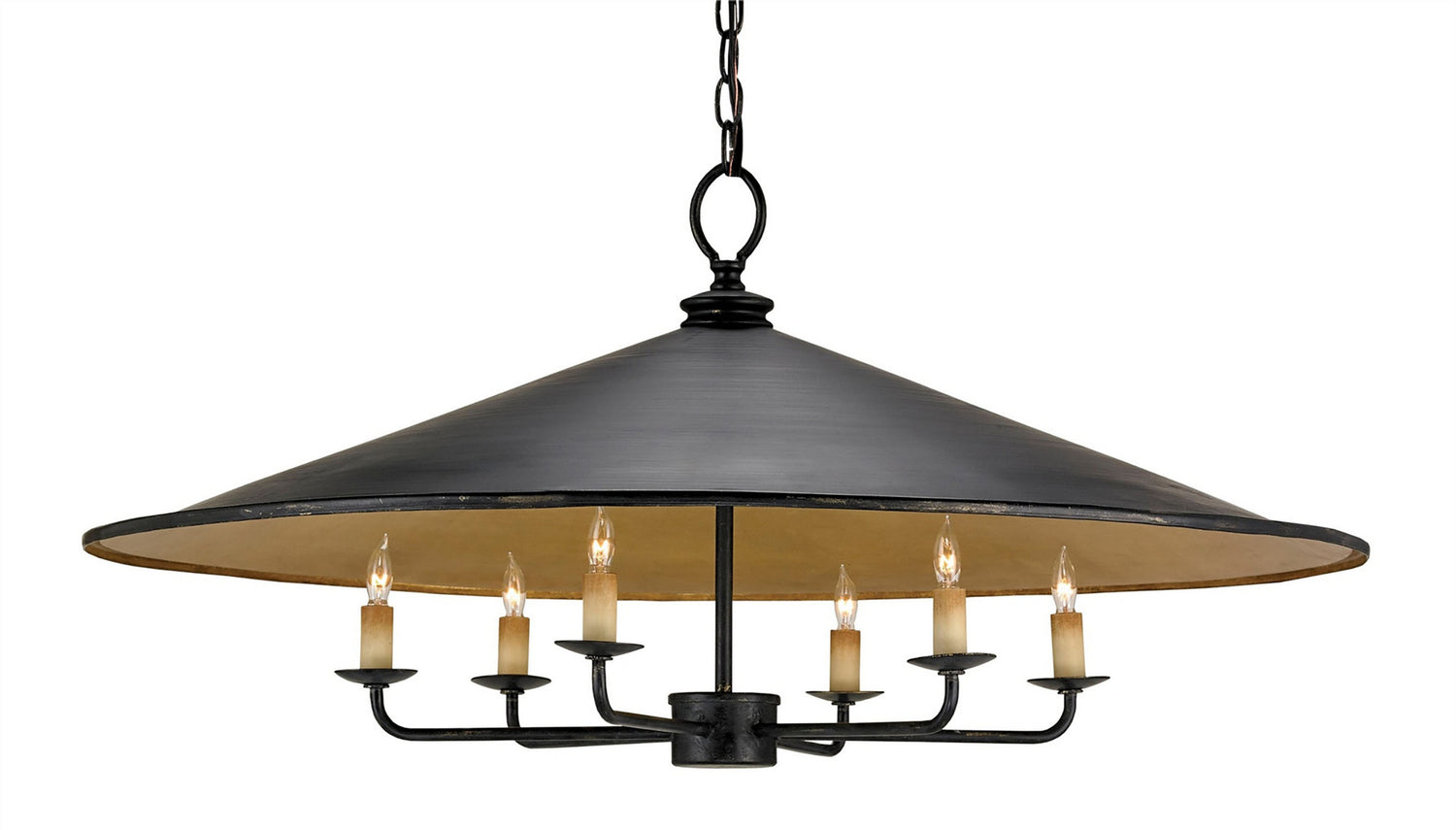 Currey and Company - 9873 - Six Light Chandelier - Brussels - French Black/Contemporary Gold